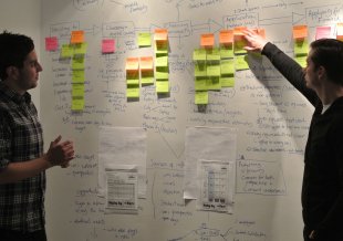 A high level meaning map showing the process, friction points and opportunities. Key elements have been modelled using Balsamiq wireframes.