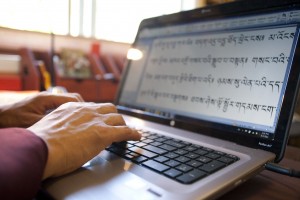 man translating on computer