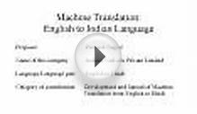 Machine Translation: English to Indian Language
